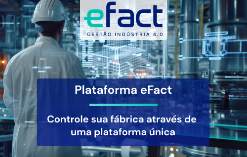 eFact Coletor - Apontamentos de produção, paradas, setups, refugos e retrabalhos; eFactIOT - Contagem Automática Poka Yoke; eFact Andon - Alarmes de notificações emergencias para as áreas de apoio; eFact Painel de Gestão - Gestão de indicadores de produção, manutenção, setup e qualidade; eFact Monile - Gestão de indicadores, Alertas.